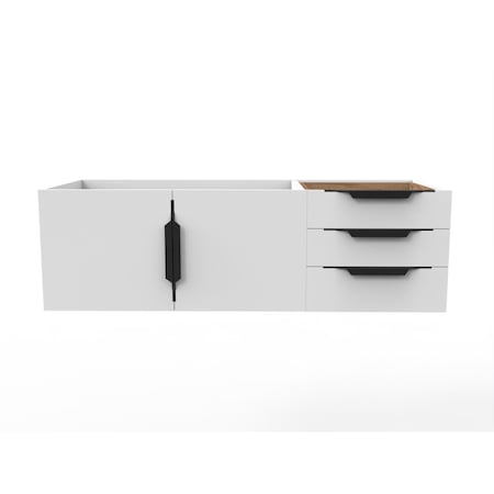 Castello Usa Alpine 48" Wall Mounted White Vanity Base with Black Handles CB-MC-48W-BL-VBO